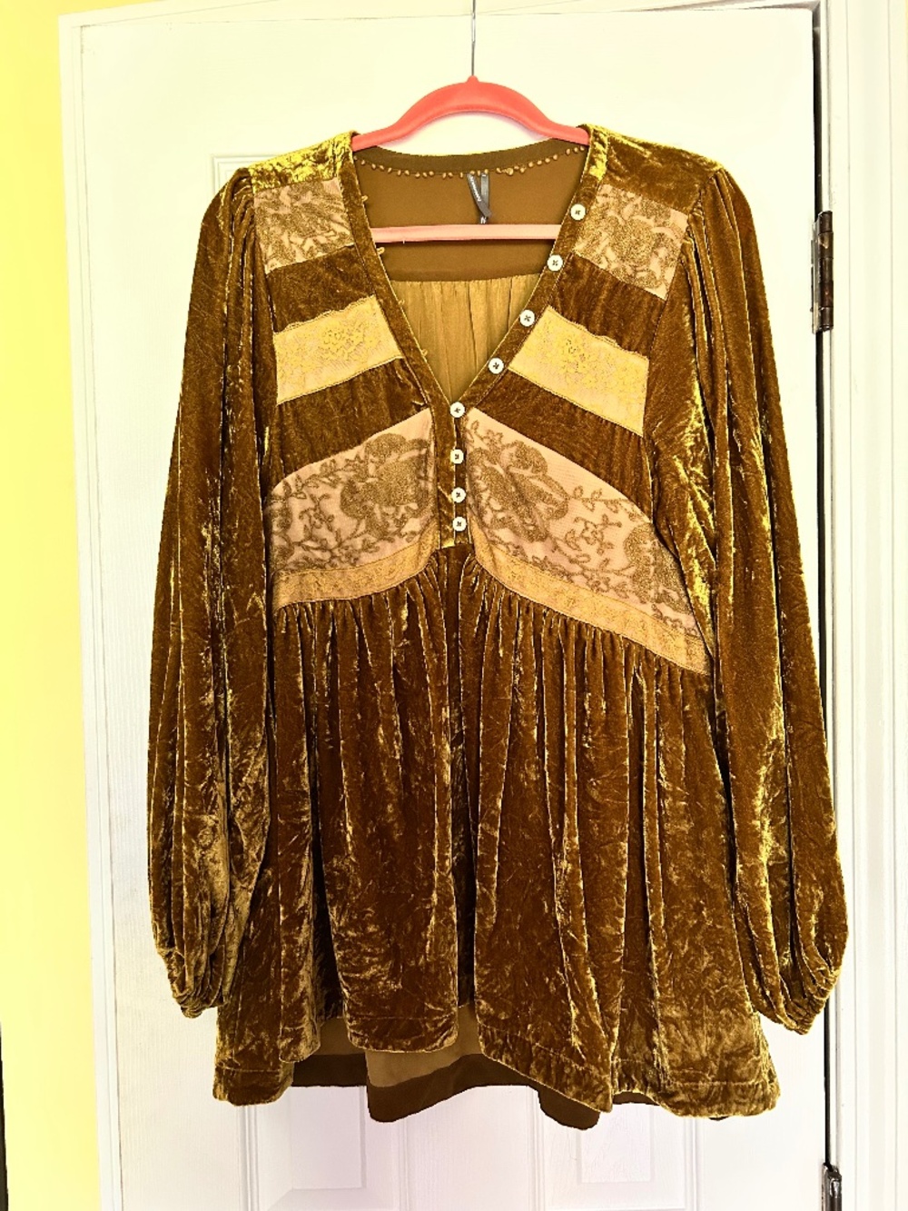 By Anthropologie Velvet Babydoll Top